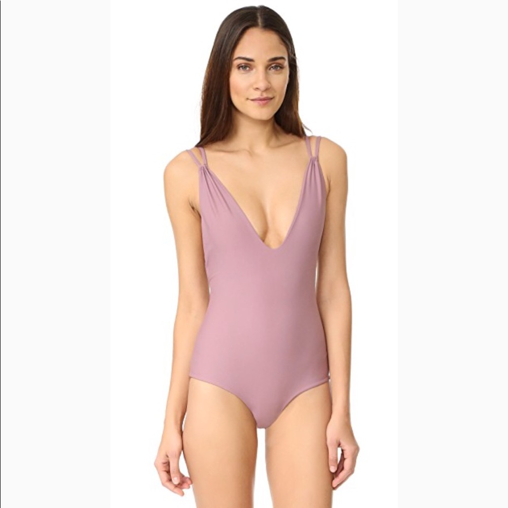 Tori praver swimwear deep v one piece